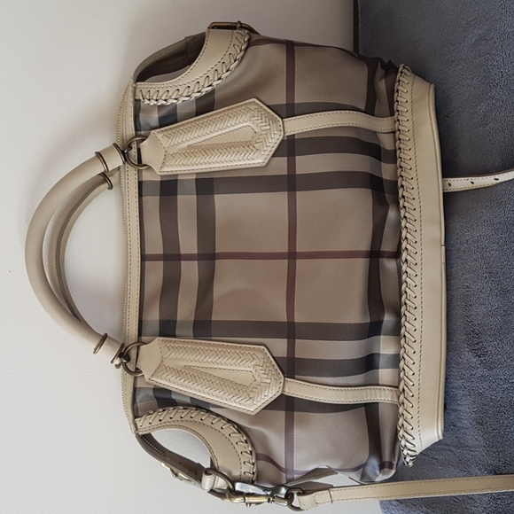 Burberry Smoked Check Coated Canvas Tassel Tote Bag - Picture 3 of 16